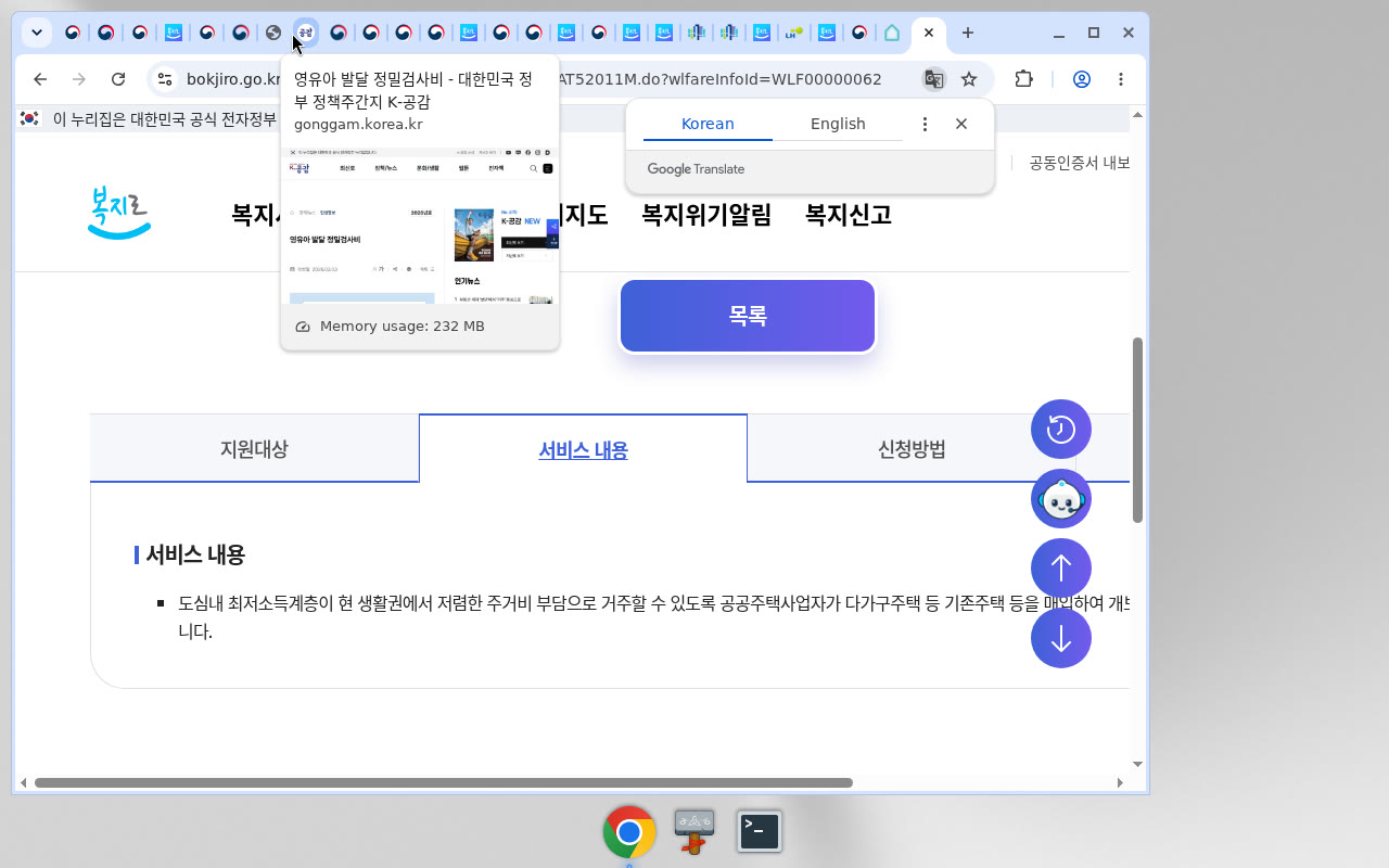 복지로 서비스 내용