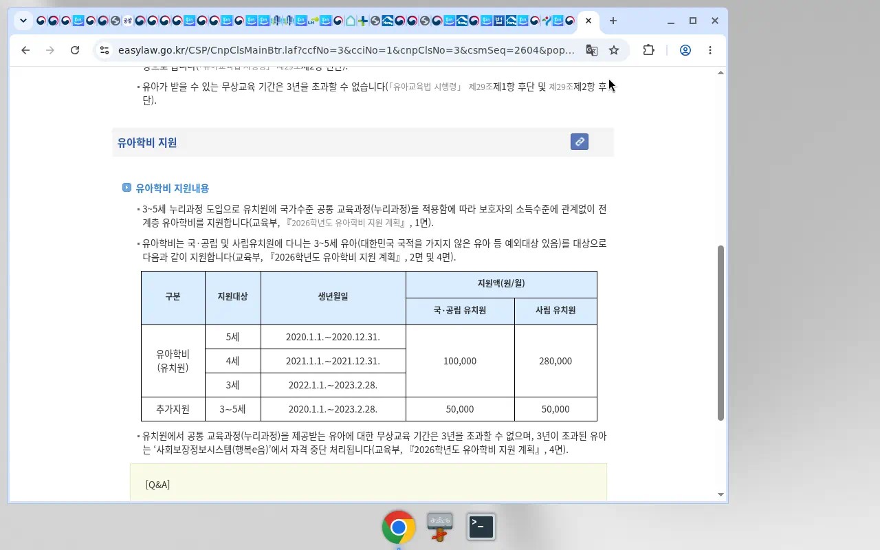 easylaw 유아학비 지원단가(csmSeq=2604; 사립방과후 5만 vs 복지로 7만 주의)