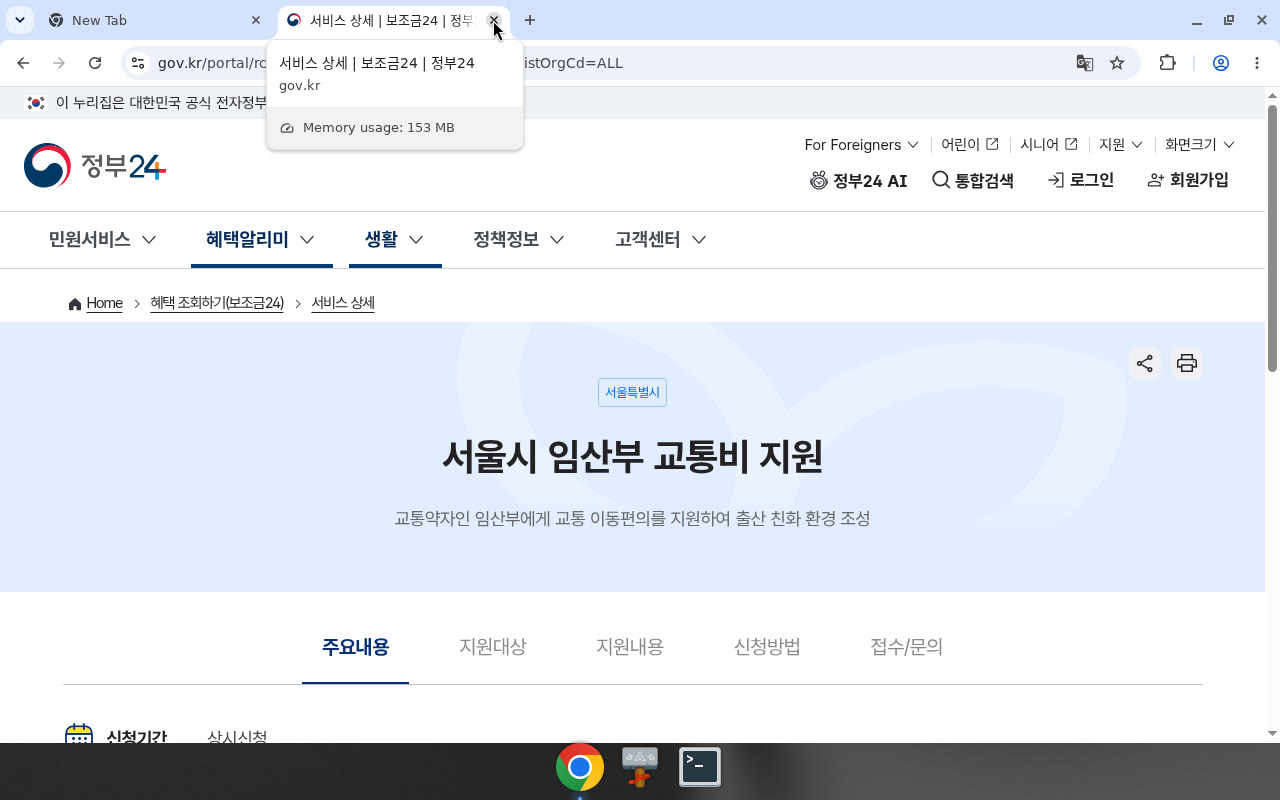 보조금24 611000019618 — 서울 임산부 교통비(소관 서울특별시)