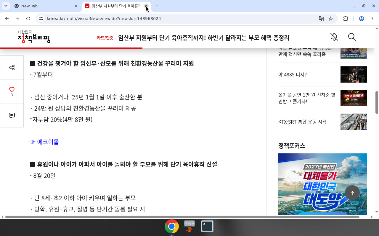 정책브리핑 148968024 — 2026 하반기 부모혜택 요약(친환경꾸러미)