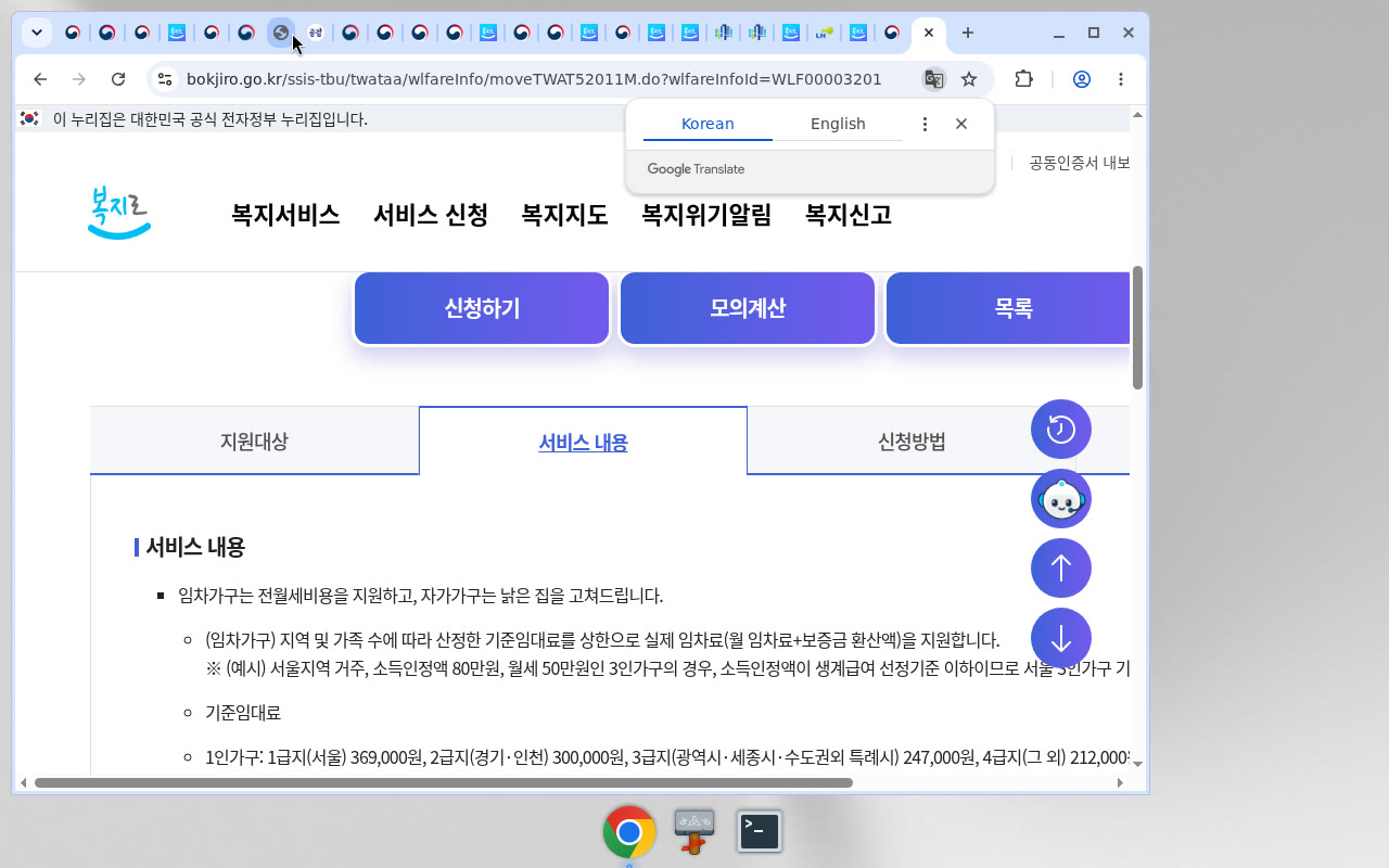 복지로 WLF00003201 서비스내용(모정책)