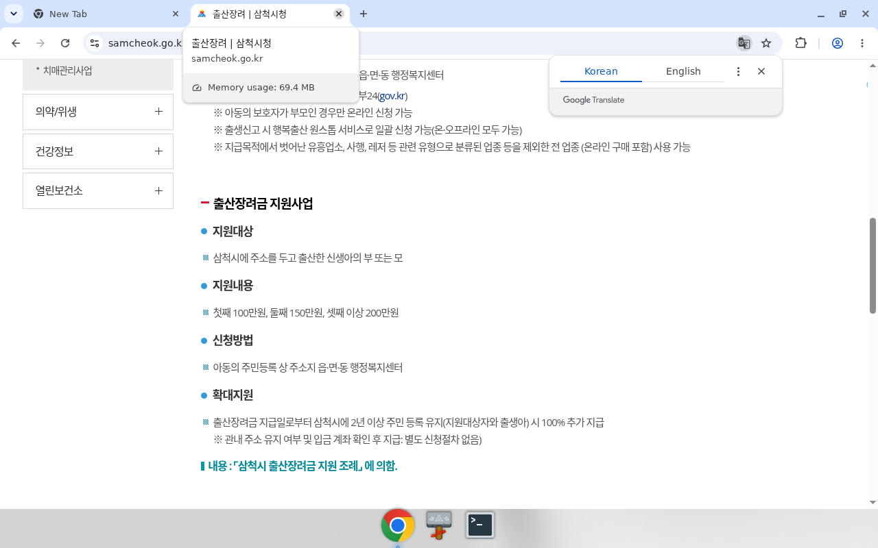 삼척시청 출산장려 - 출산장려금 지원사업(대상/금액/신청/확대지원)