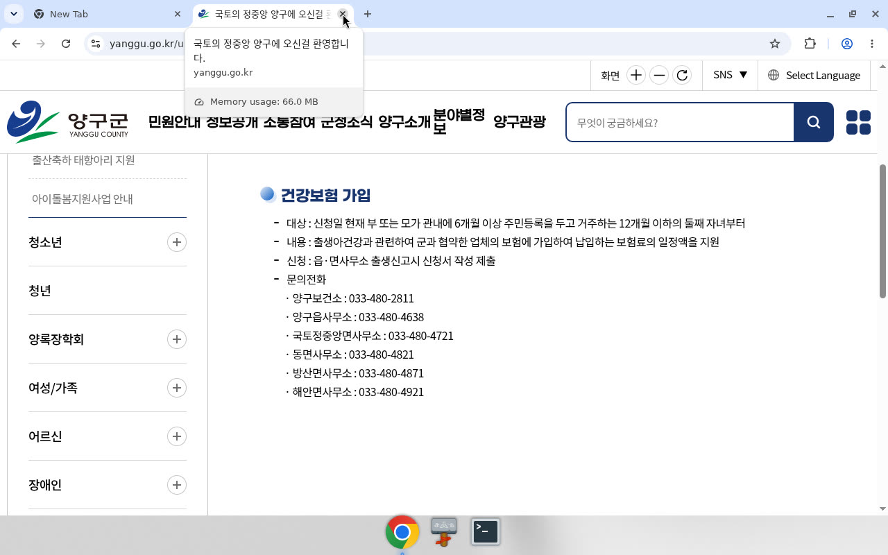 양구군 — 문의전화(보건소 033-480-2811 등)