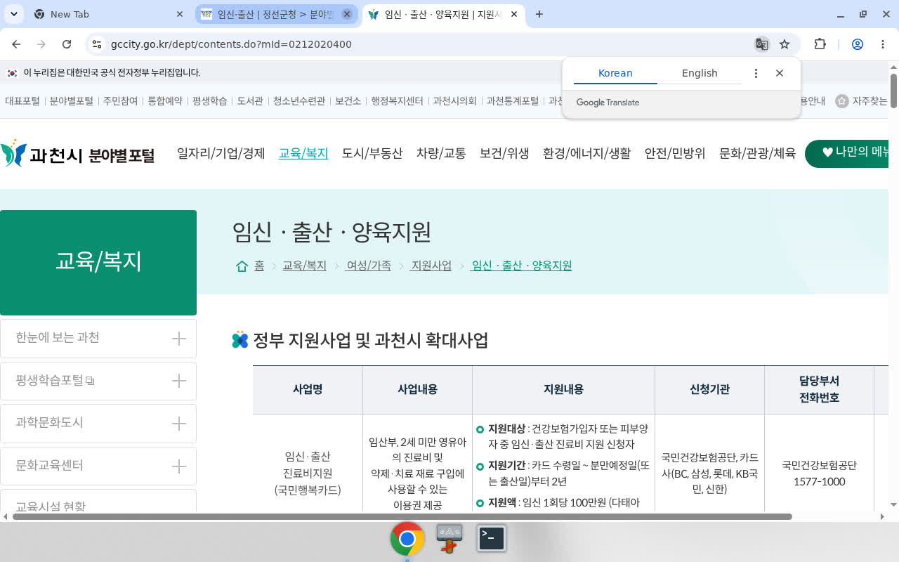 과천시 — 임신ㆍ출산ㆍ양육지원 제목/breadcrumb